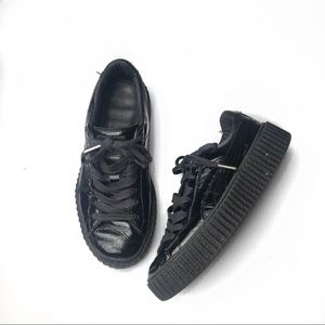 Puma fenty patent black leather lace up sneakers